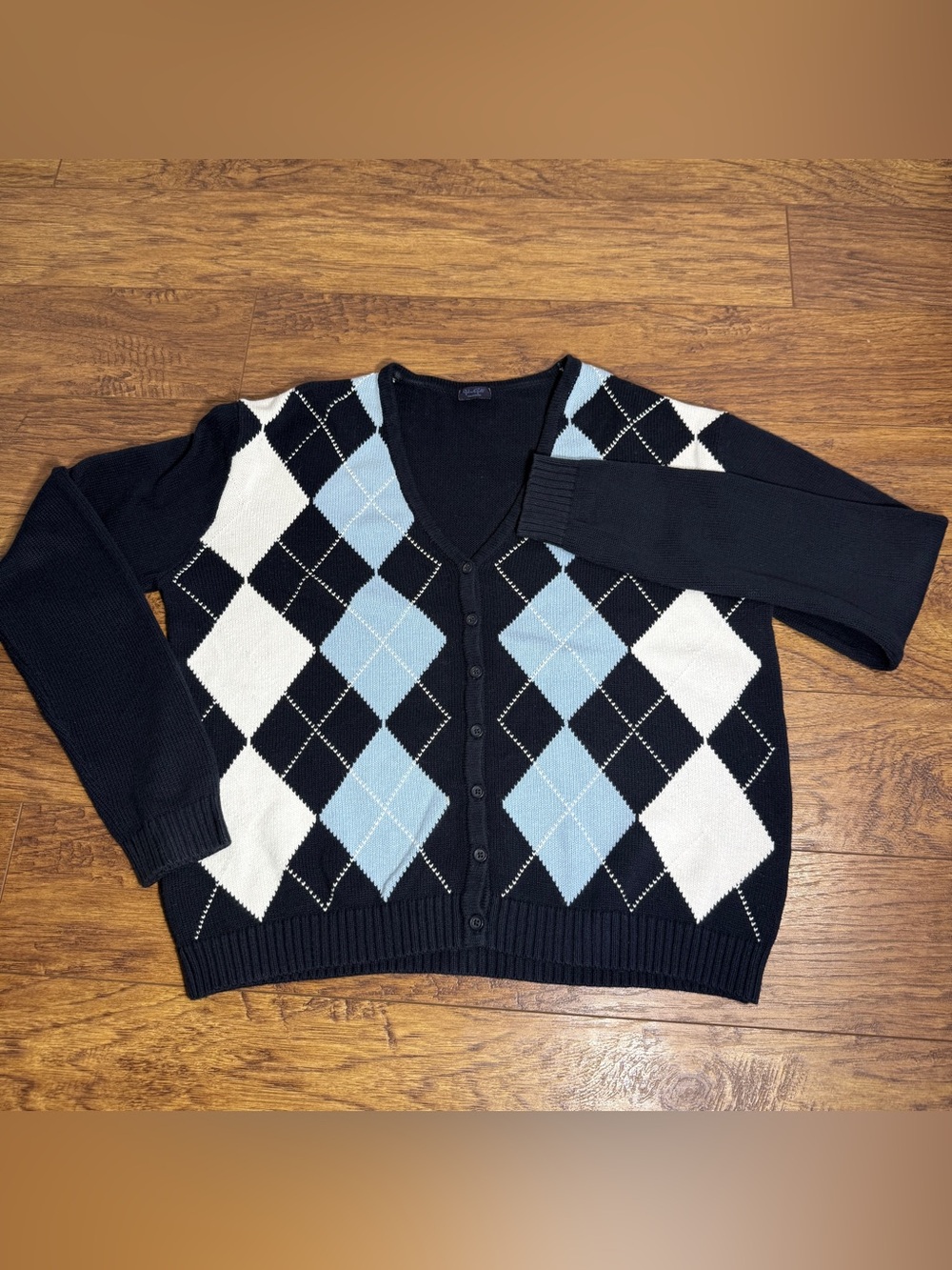 John Galt Brandy Melville Women’s S~M Argyle V-Neck Cotton Cardigan